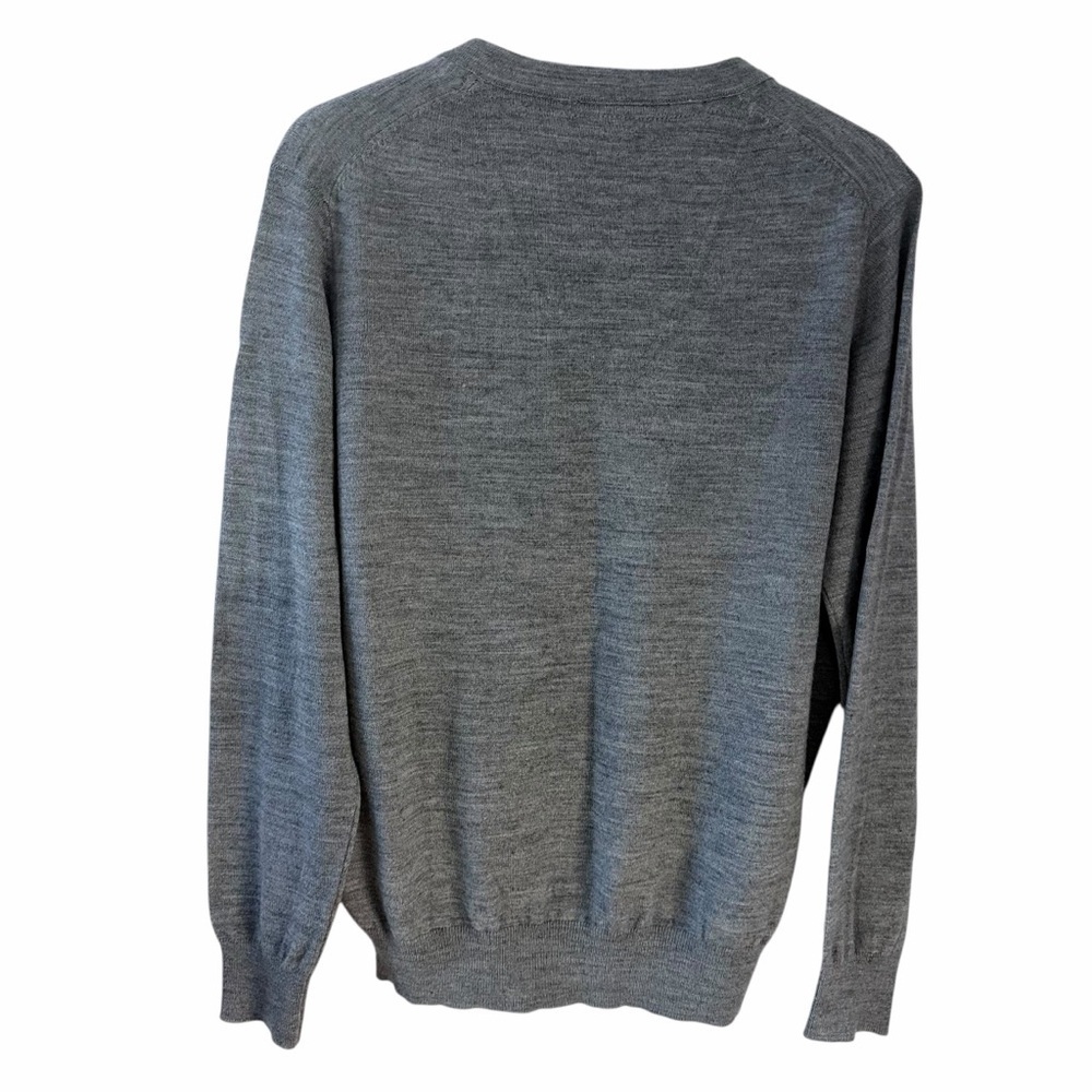POINT ZERO COLLECTION Grey Merino Blend V-Neck Knit Sweater Large - Picture 4 of 14